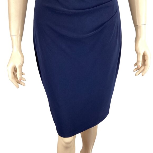 Lauren Ralph Lauren Dress Size 2 Matte Jersey Viviennette Navy Blue Beaded Sheat - Picture 9 of 9
